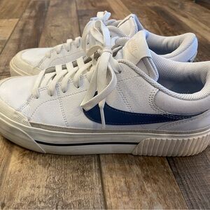 Nike White and Blue Sneakers